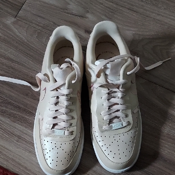 Nike Cream and Pink Athletic Shoes